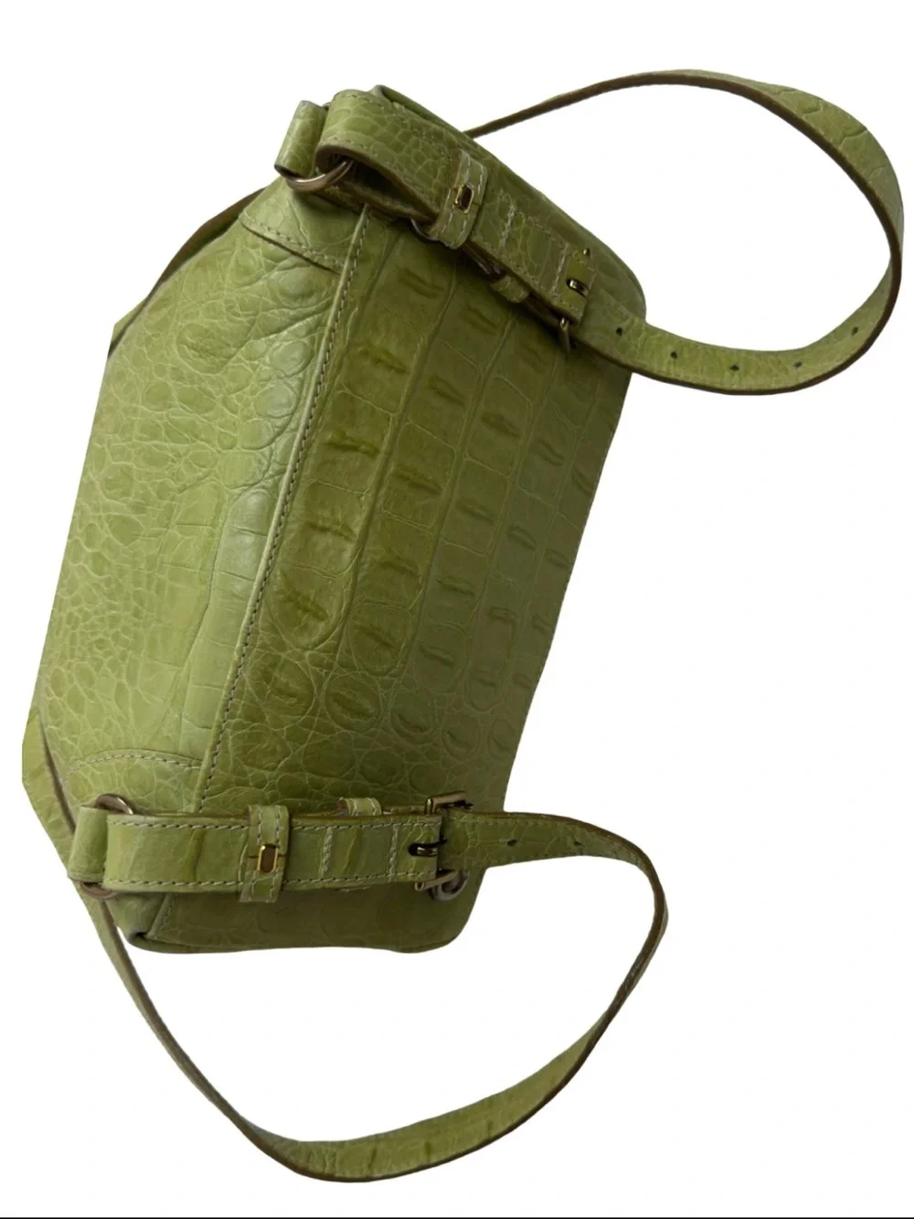 Mulberry Lime Green Croc-Embossed Leather Backpack